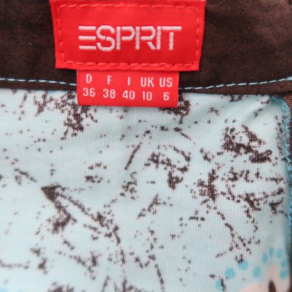 Vintage 90s Esprit Blue and Brown Ombre Printed Knee Length Skirt 6 - Picture 4 of 6